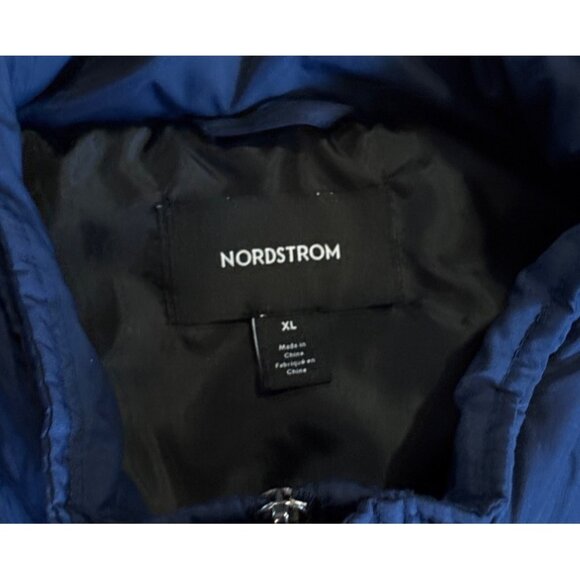 Nordstrom Vest Mens Quilted Navy XL Snap & Zipper Hidden Hood Pockets - Picture 4 of 8